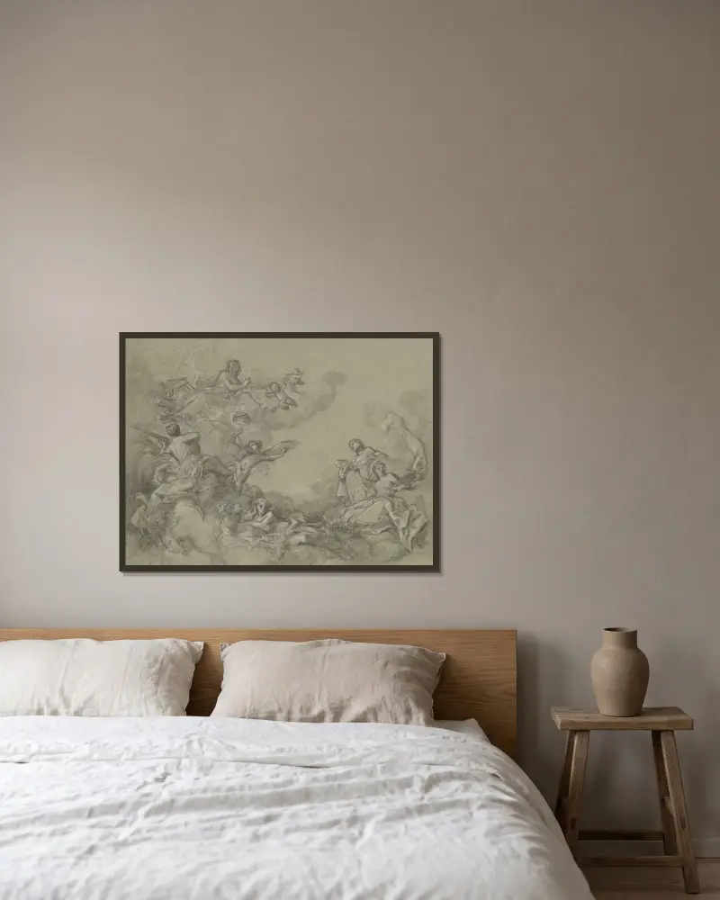 Studie für eine Decke von Charles Chaplin gerahmt an einer Wand