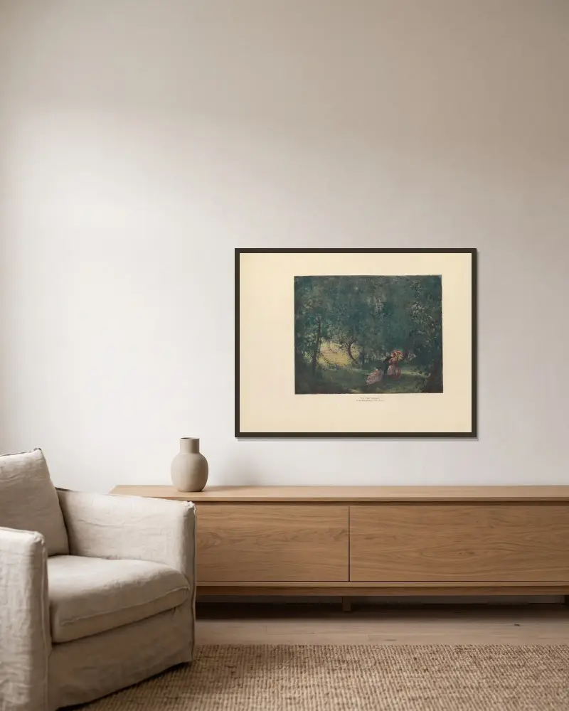 I skogen av Charles Conder inramad på en vägg