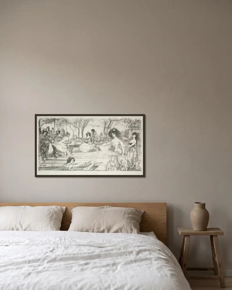 Gitarristen av Charles Conder inramad på en vägg
