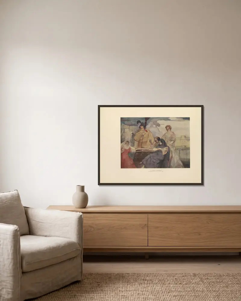 La Morte Amoureuse von Charles Conder gerahmt an einer Wand