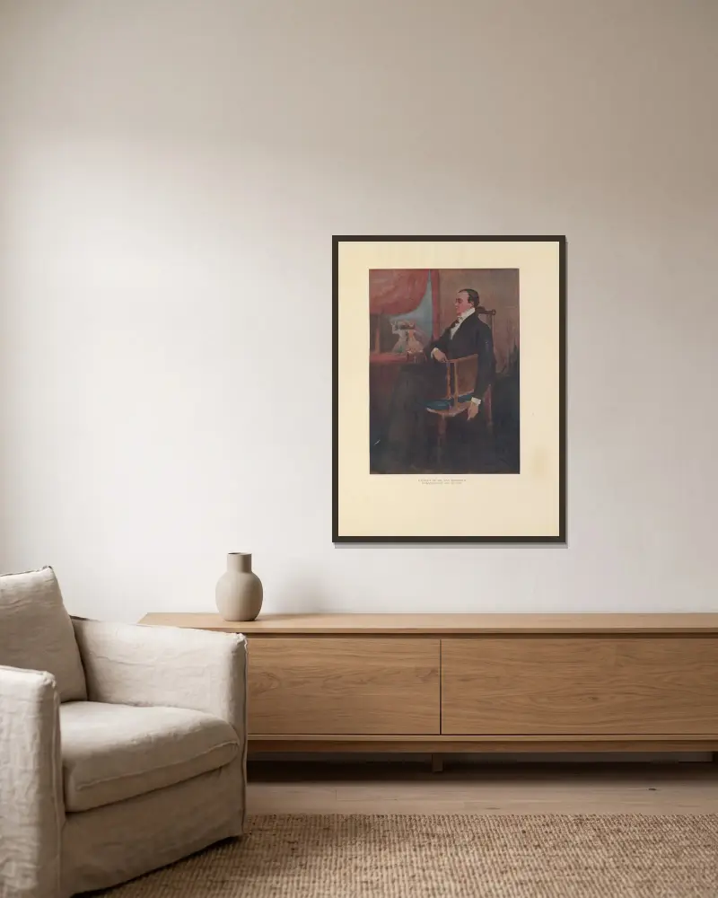 Portrait of Mr. Max Beerbohm av Charles Conder inramad på en vägg