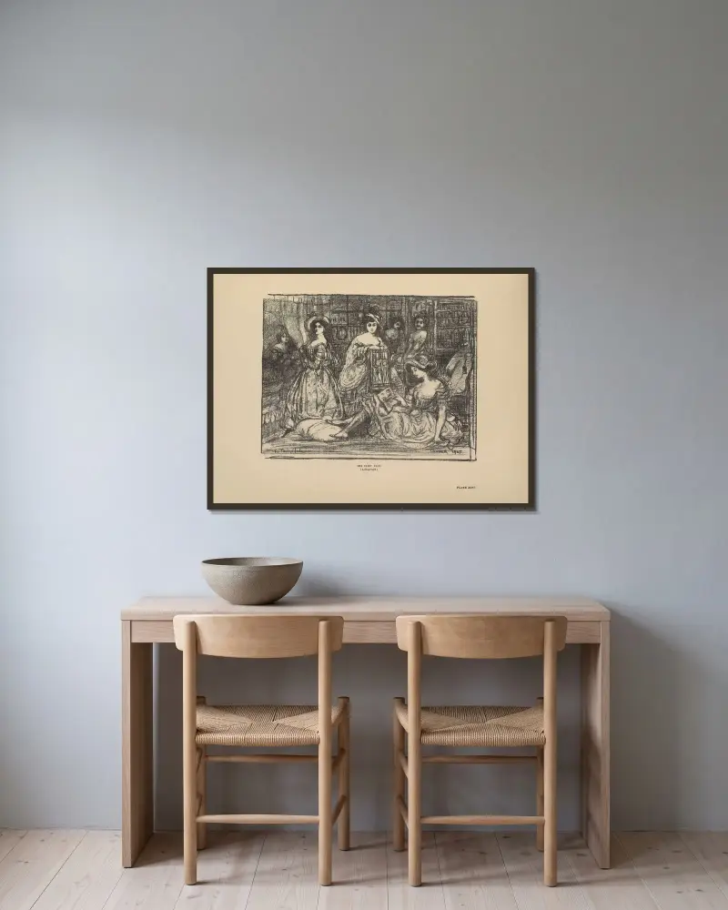 Sagan av Charles Conder inramad på en vägg