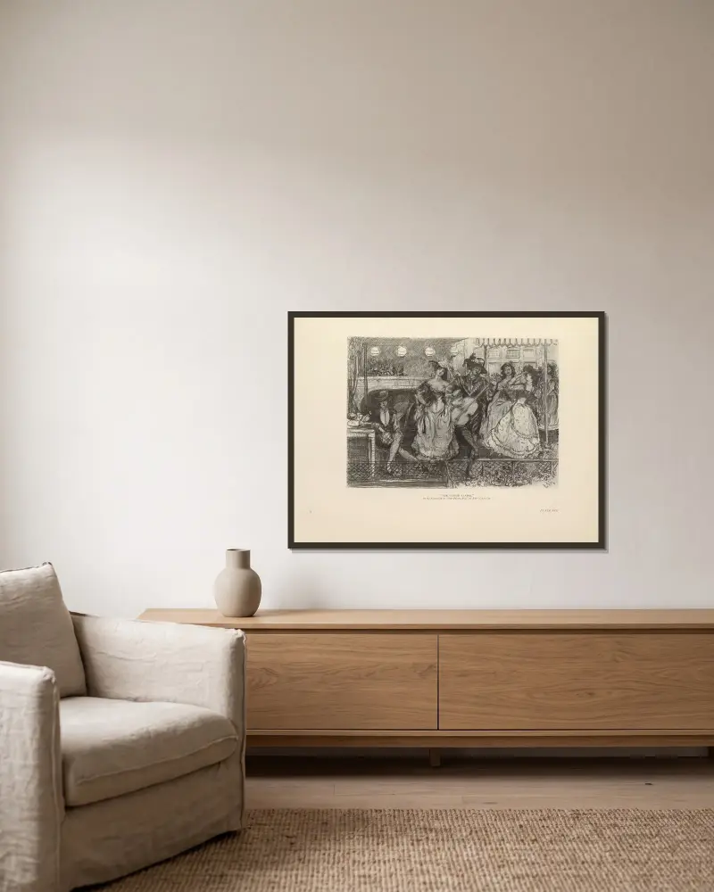 Der Gitarrenspieler von Charles Conder gerahmt an einer Wand
