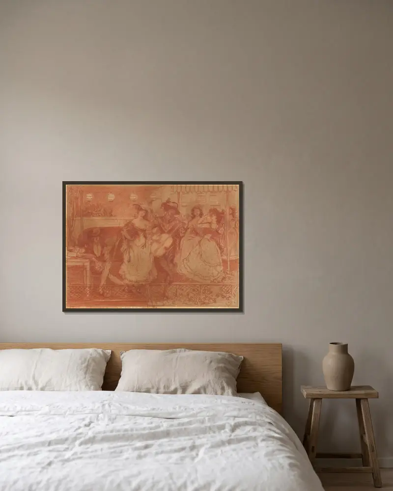 Der Gitarrist von Charles Conder gerahmt an einer Wand
