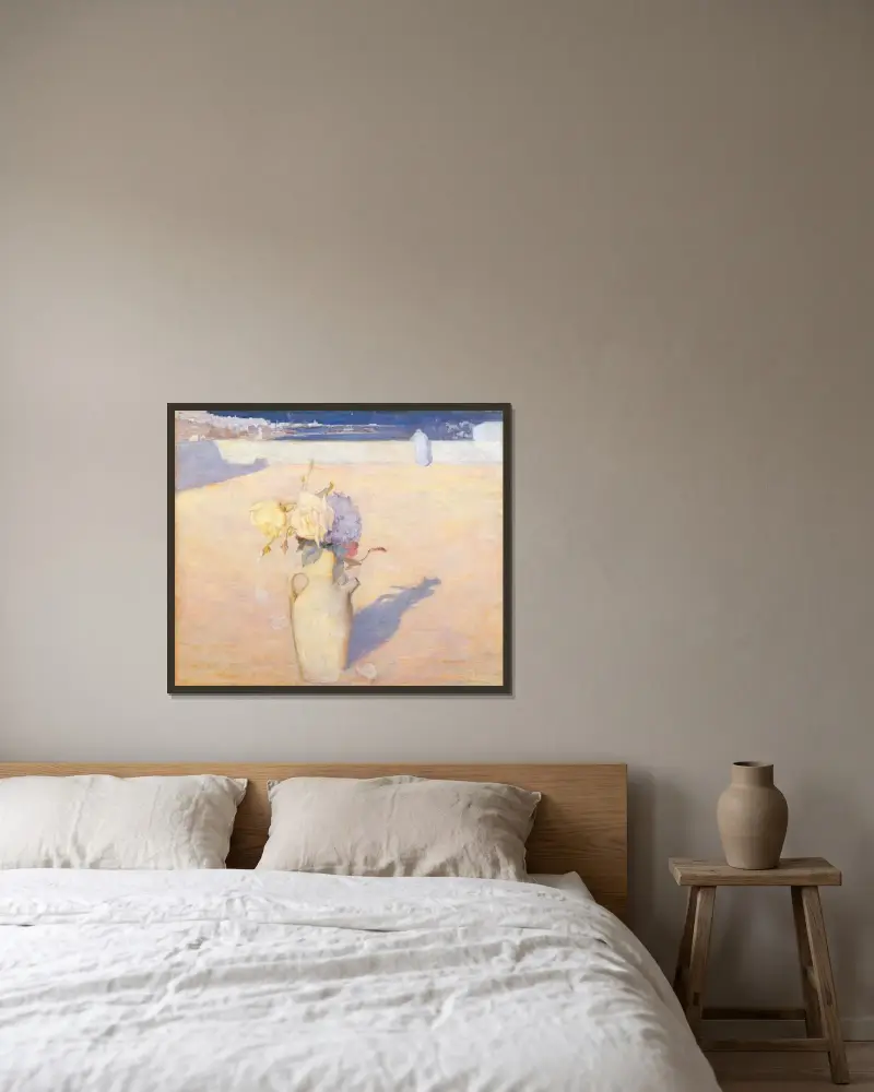 Den heta sanden, Mustapha, Algeriet av Charles Conder inramad på en vägg