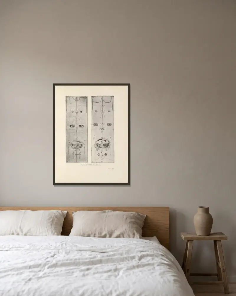 Two Panels on Silk for a Room – nr 4 av Charles Conder inramad på en vägg