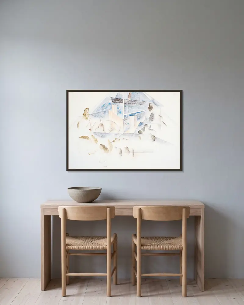 Bermuda, Masten und Laubwerk von Charles Demuth gerahmt an einer Wand