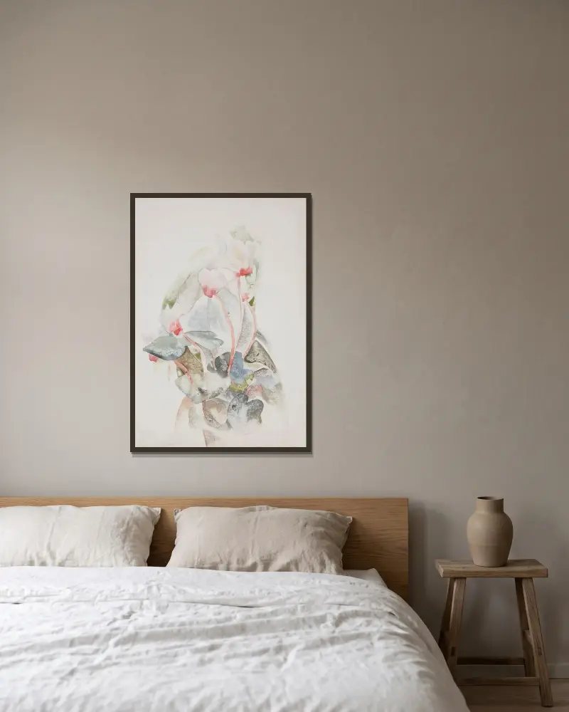 Cyclamen av Charles Demuth inramad på en vägg