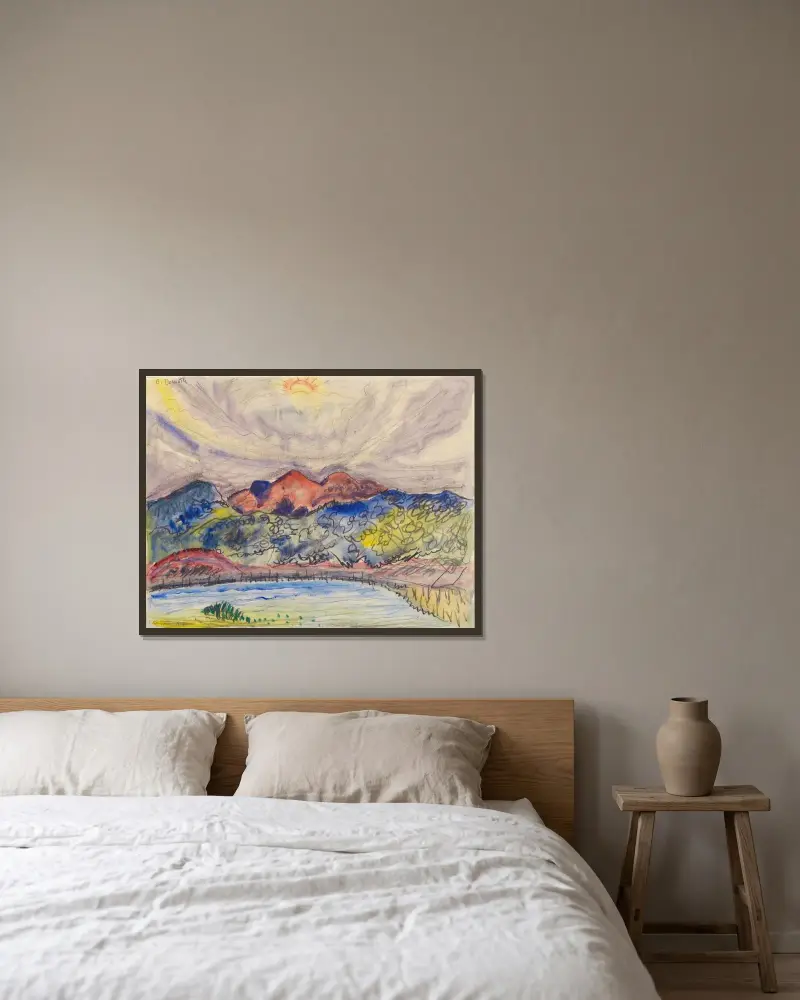 Frühe Landschaft von Charles Demuth gerahmt an einer Wand