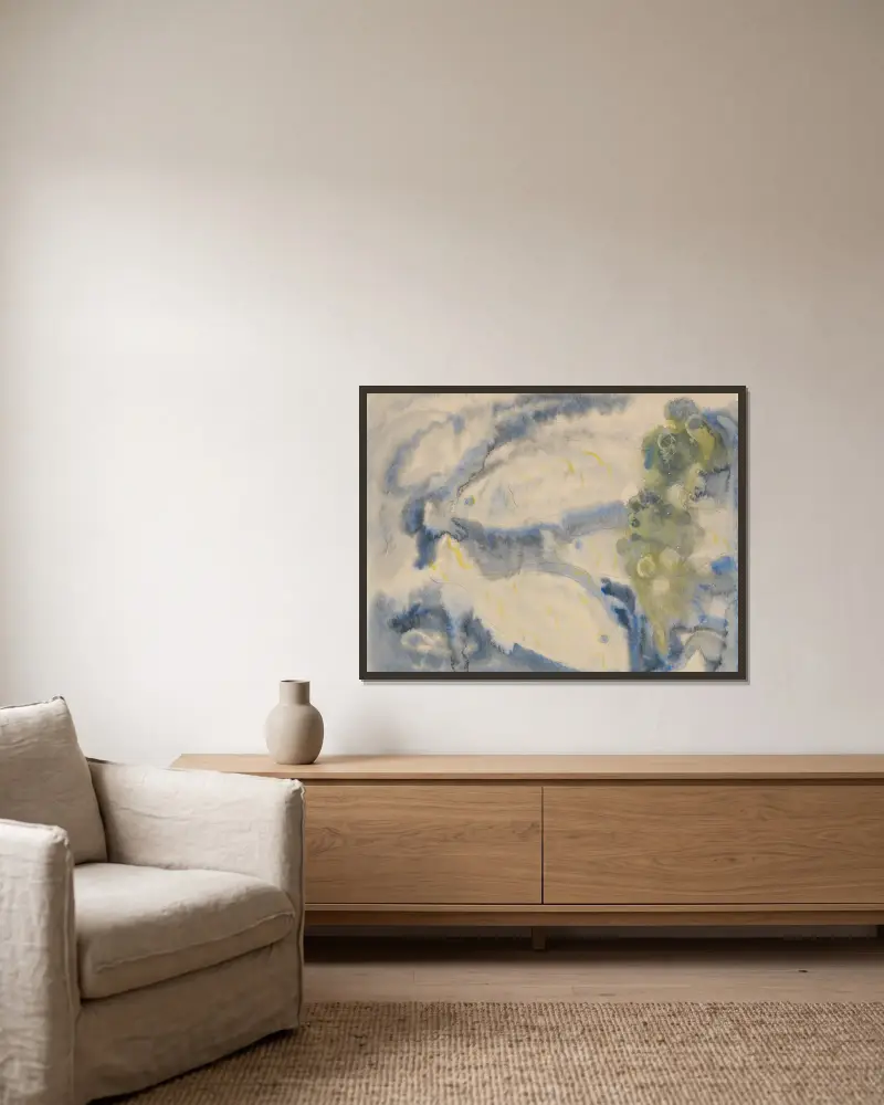 Fischserie, Nr. 1 von Charles Demuth gerahmt an einer Wand