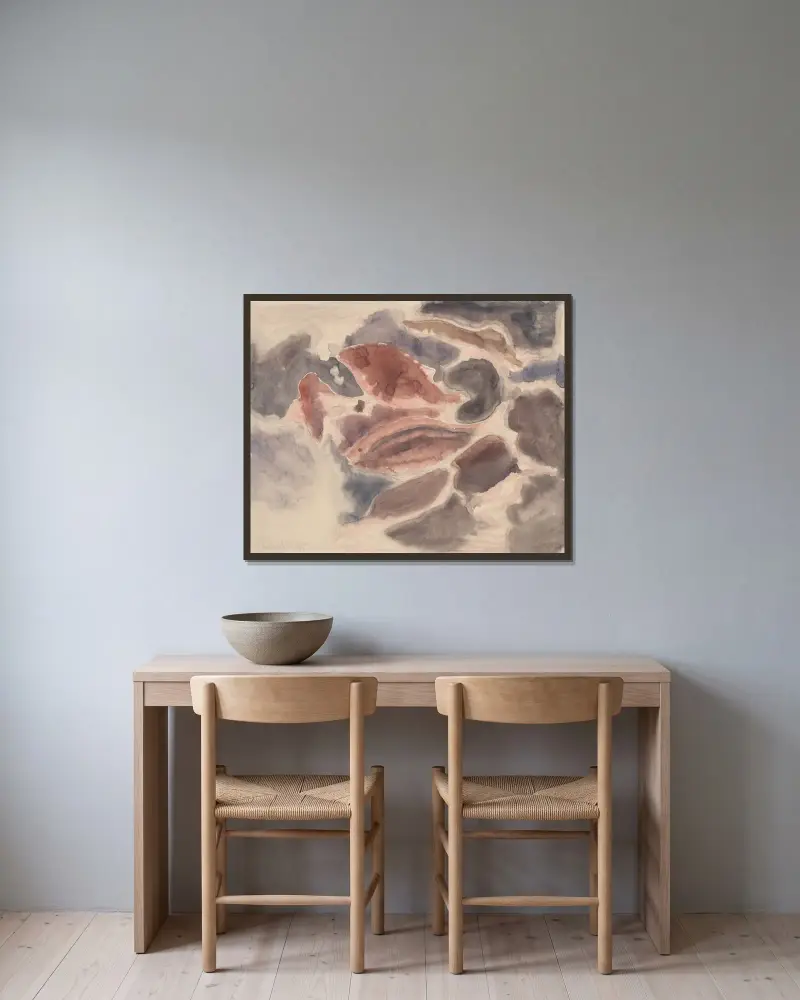 Fiskserien, nr 2 av Charles Demuth inramad på en vägg