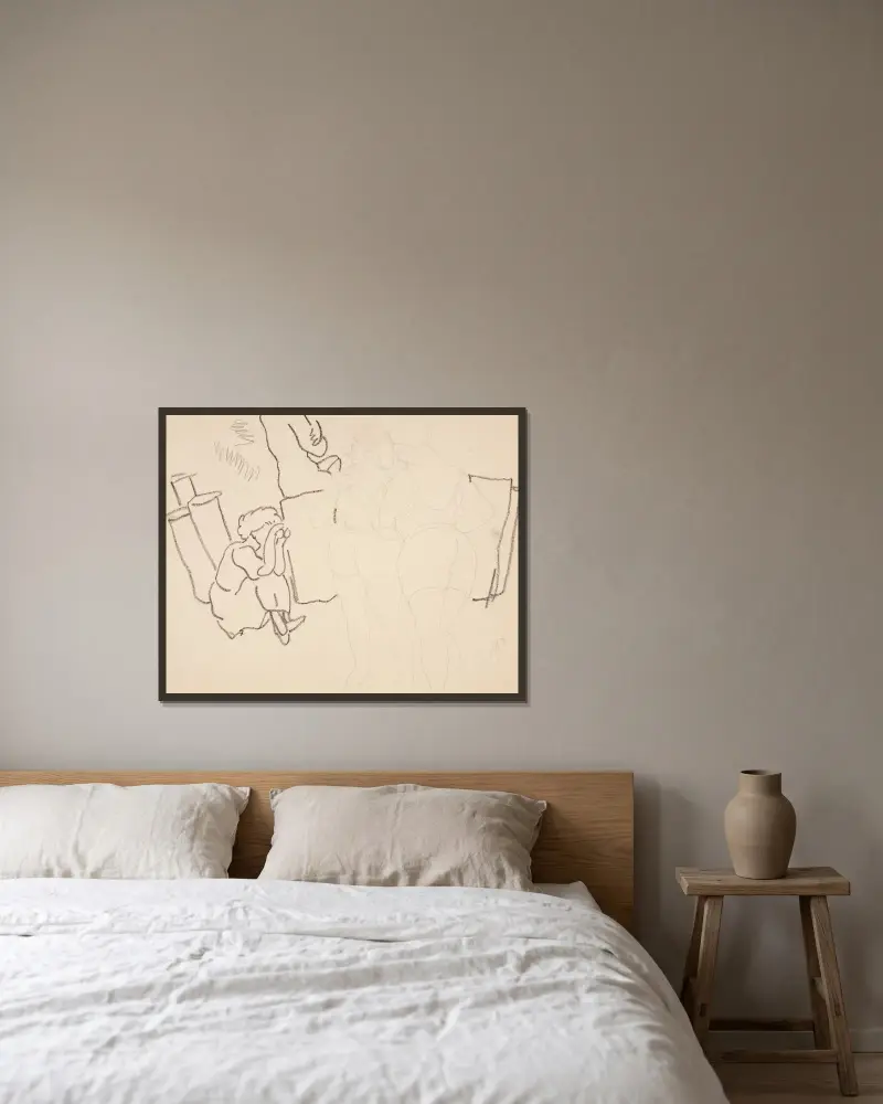Fyra figurer på stranden, troligen i Provincetown av Charles Demuth inramad på en vägg