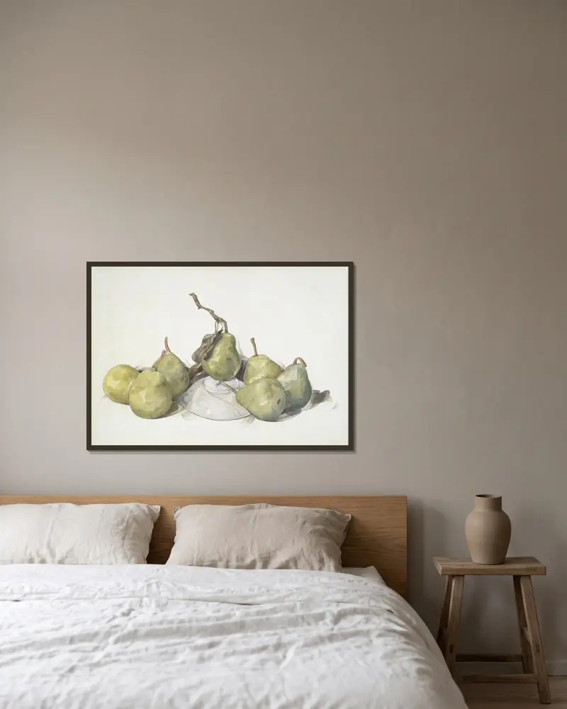 Gröna päron av Charles Demuth inramad på en vägg