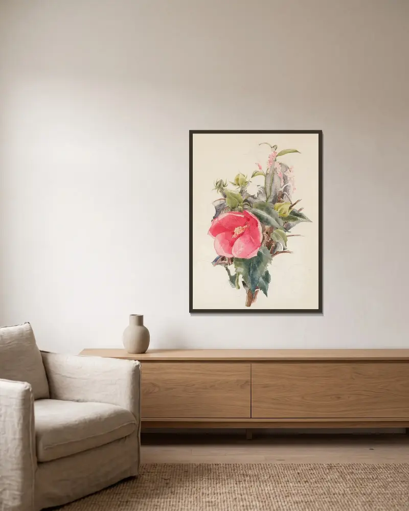 Hibiscus av Charles Demuth inramad på en vägg