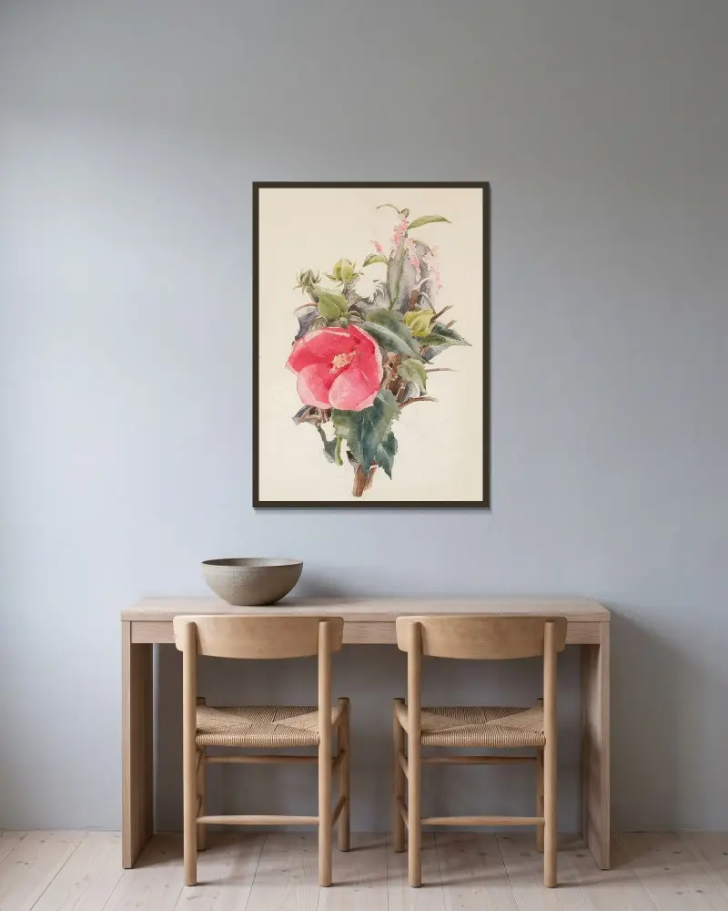 Hibiscus av Charles Demuth inramad på en vägg