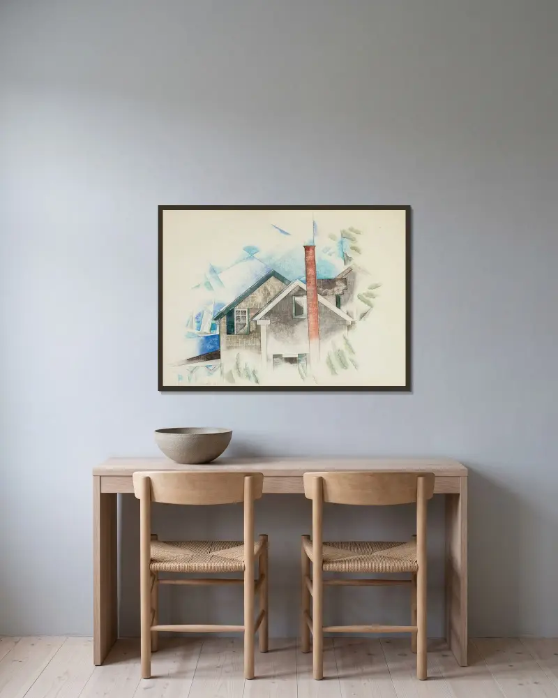 Häuser von Charles Demuth gerahmt an einer Wand