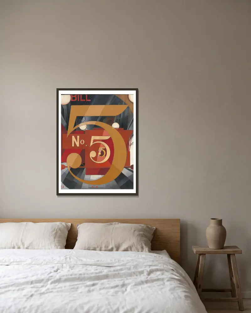 I Saw the Figure 5 in Gold av Charles Demuth inramad på en vägg