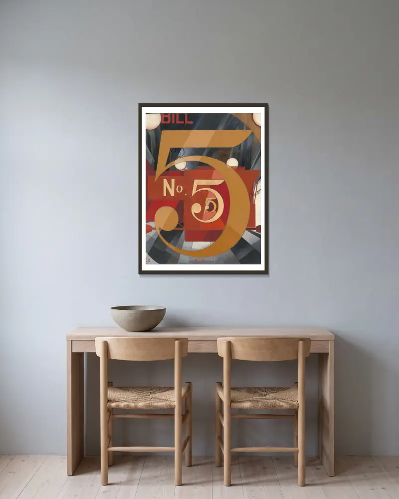 I Saw the Figure 5 in Gold av Charles Demuth inramad på en vägg