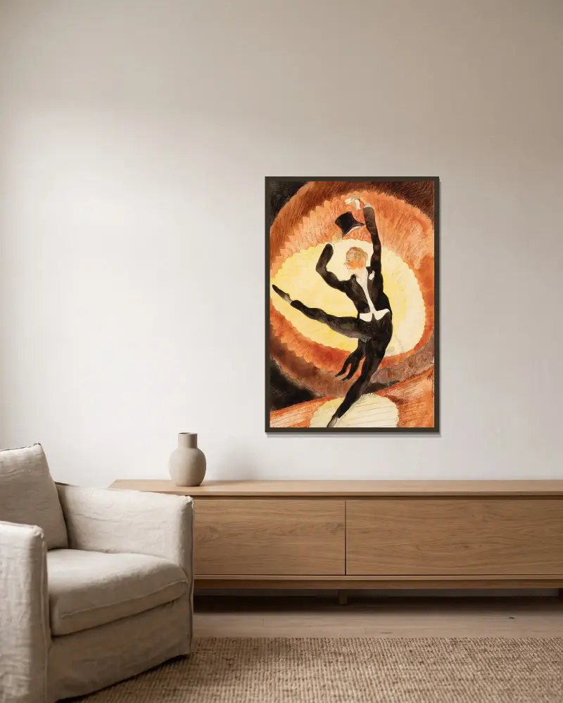 In Vaudeville, Acrobatic Male Dancer with Top Hat av Charles Demuth inramad på en vägg