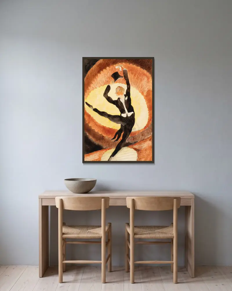 In Vaudeville, Acrobatic Male Dancer with Top Hat av Charles Demuth inramad på en vägg