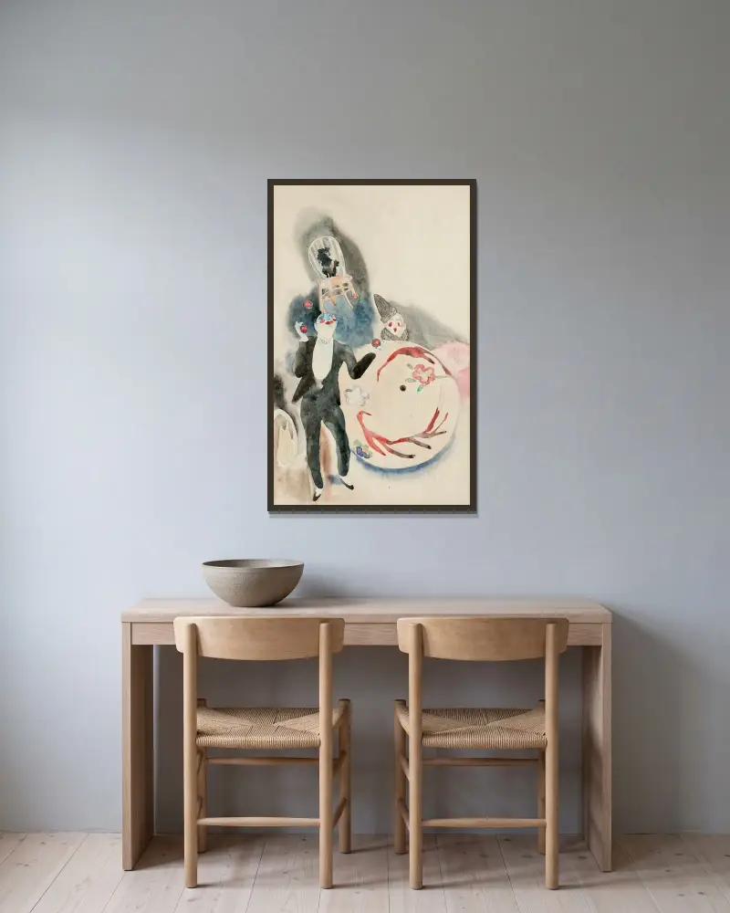Jonglör av Charles Demuth inramad på en vägg