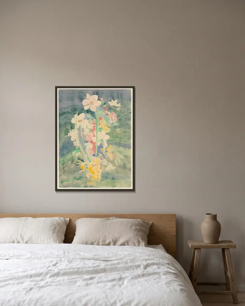 Narcissi av Charles Demuth inramad på en vägg