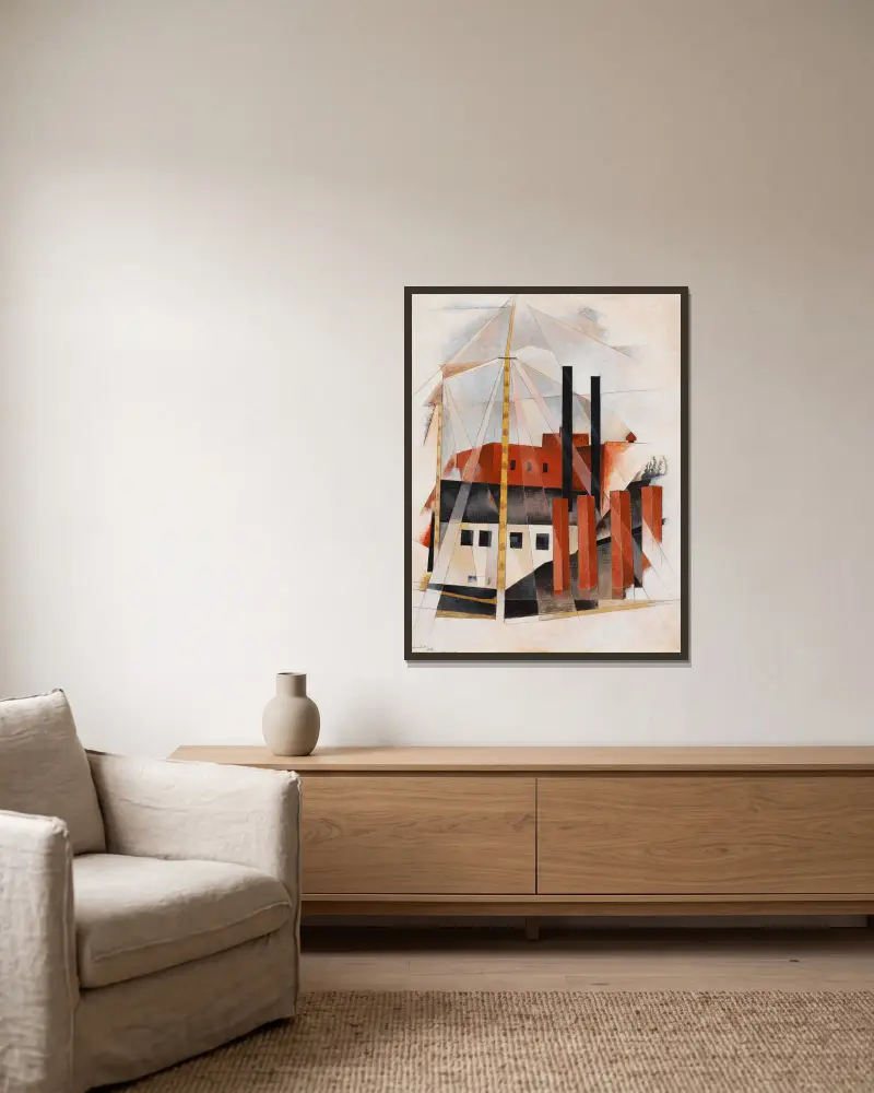 Piano Mover’s Holiday av Charles Demuth inramad på en vägg