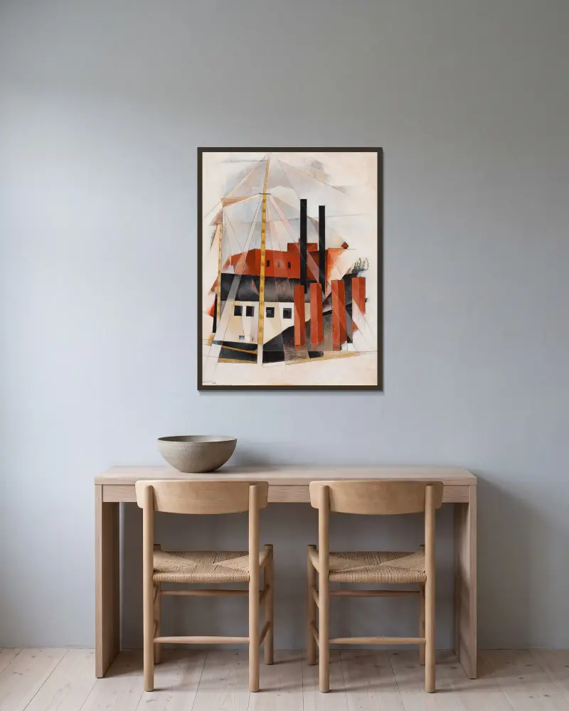 Piano Mover’s Holiday av Charles Demuth inramad på en vägg