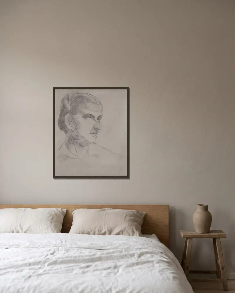 Porträtt av Augusta B. Demuth (konstnärens mor) av Charles Demuth inramad på en vägg