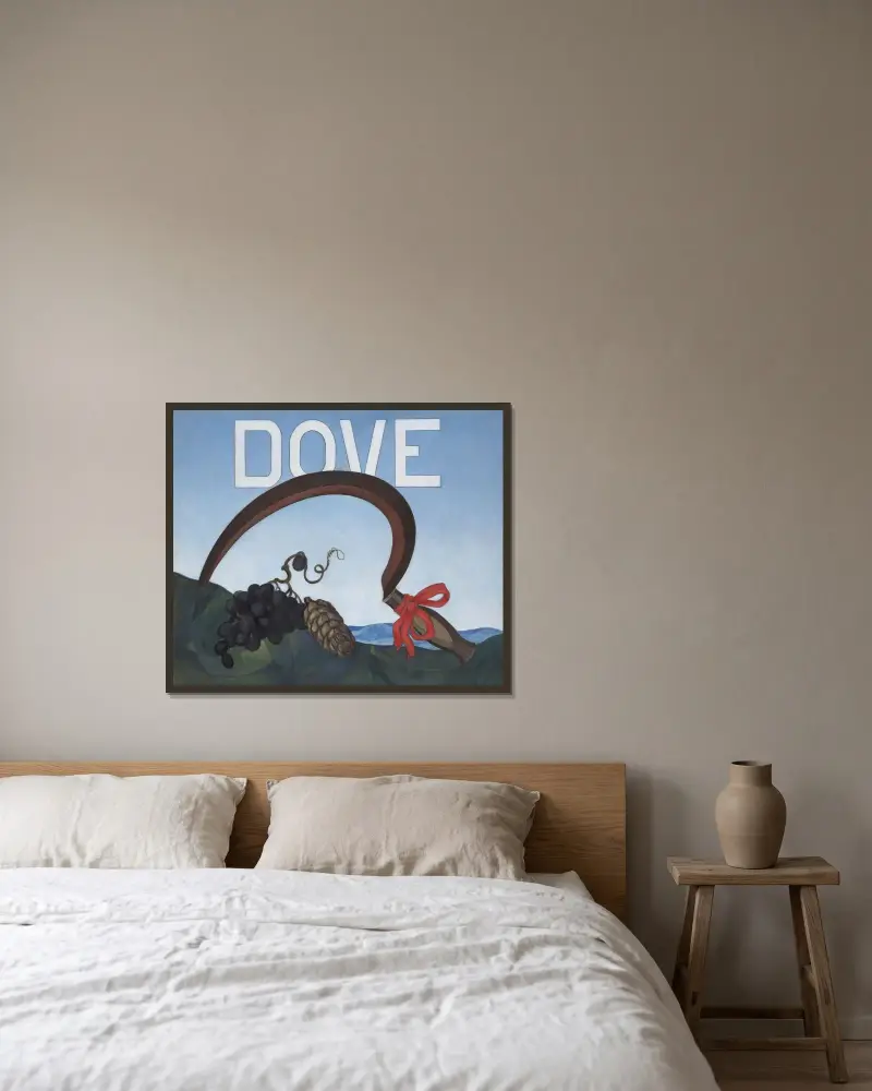 Plakatporträt, Taube von Charles Demuth gerahmt an einer Wand