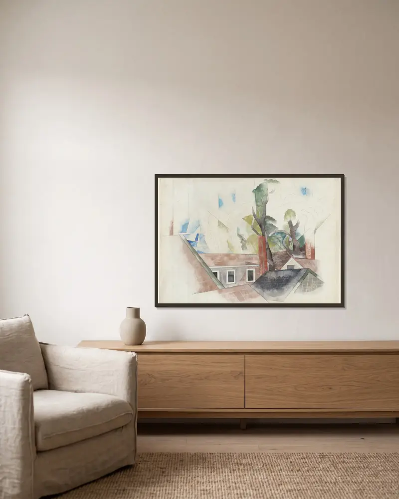 Dachy i drzewa, Charles Demuth w ramie na ścianie
