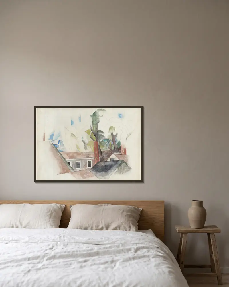 Dachy i drzewa, Charles Demuth w ramie na ścianie