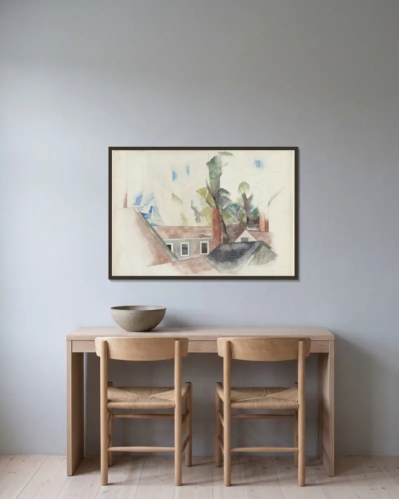 Dachy i drzewa, Charles Demuth w ramie na ścianie