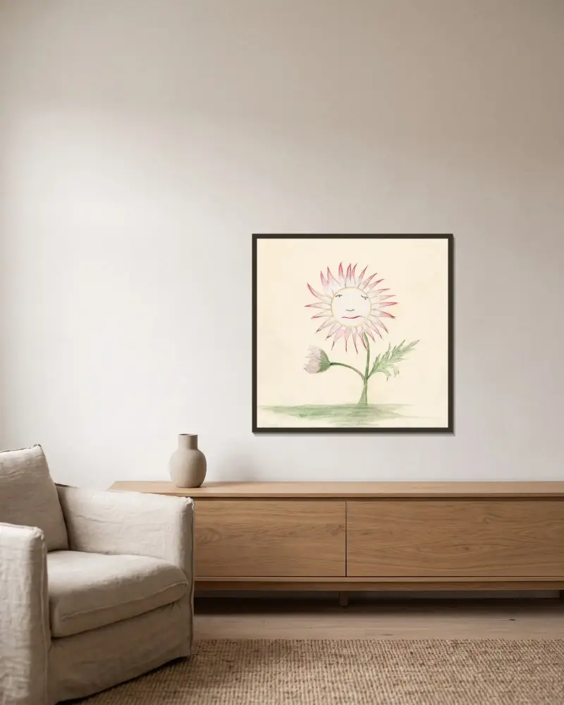 Sonnenblume von Charles Demuth gerahmt an einer Wand