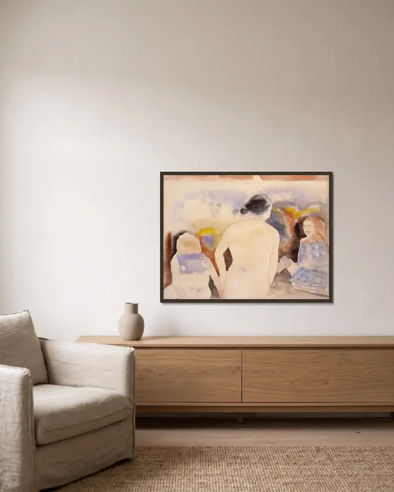Bez názvu (Žena s černými vlasy a dvěma dětmi), Charles Demuth v rámu na stěně