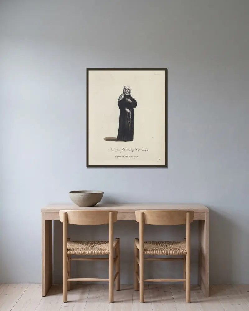 Nonne des Ordens von Font Ebraldi von Charles Grignion gerahmt an einer Wand
