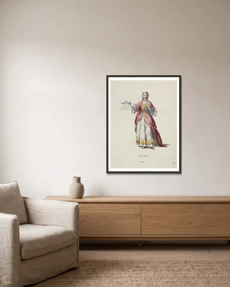 Calliope von Charles Grignion gerahmt an einer Wand