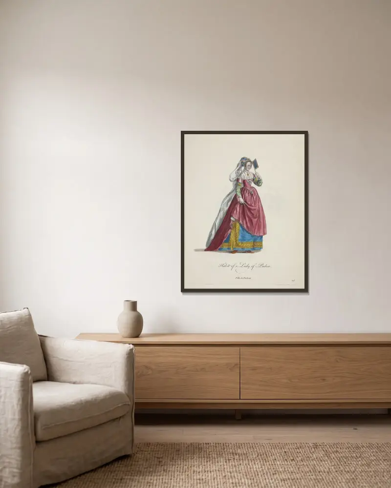 Tracht einer Dame aus Padua. Mädchen aus Padua. von Charles Grignion gerahmt an einer Wand