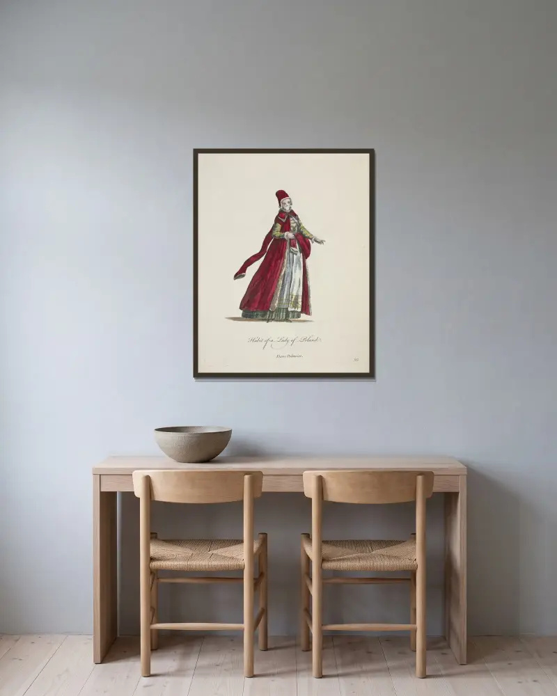 Tracht einer polnischen Dame. Dame Polonoise. von Charles Grignion gerahmt an einer Wand