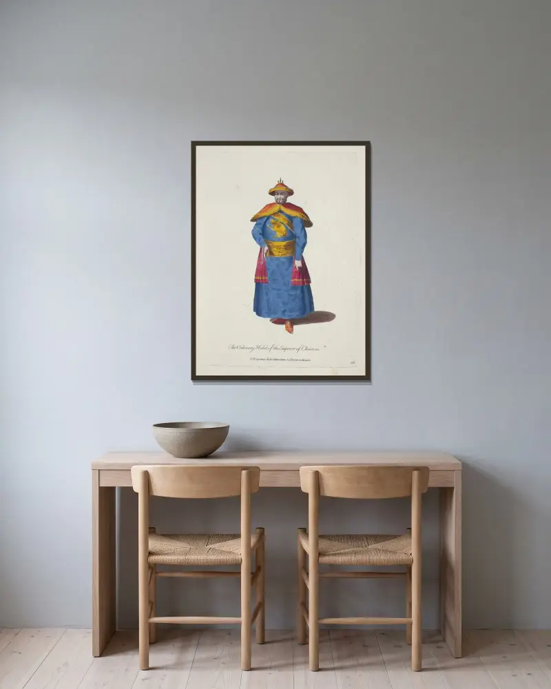 Der chinesische Kaiser in seiner gewöhnlichen Tracht von Charles Grignion gerahmt an einer Wand