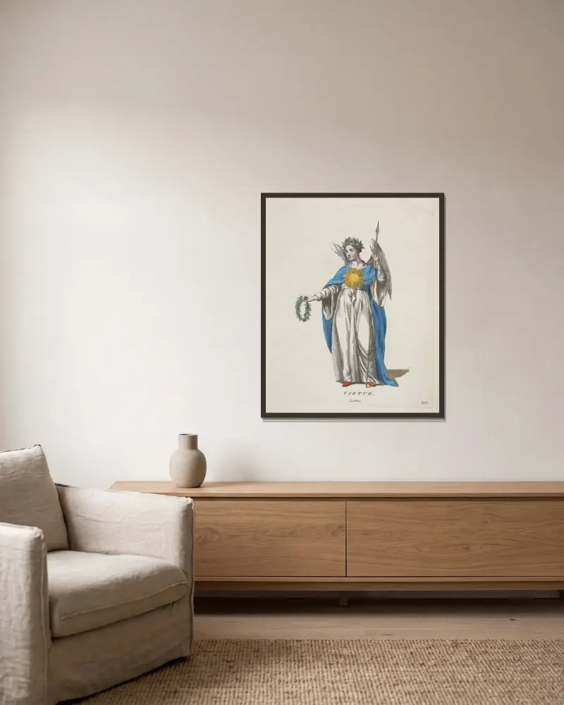 Tugend von Charles Grignion gerahmt an einer Wand