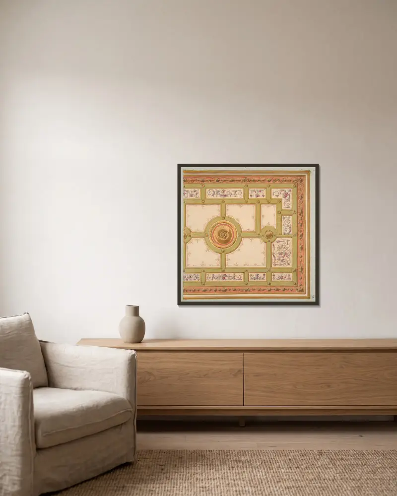 Alternative designs for the painted decoration of a ceiling av Jules-Edmond-Charles Lachaise inramad på en vägg