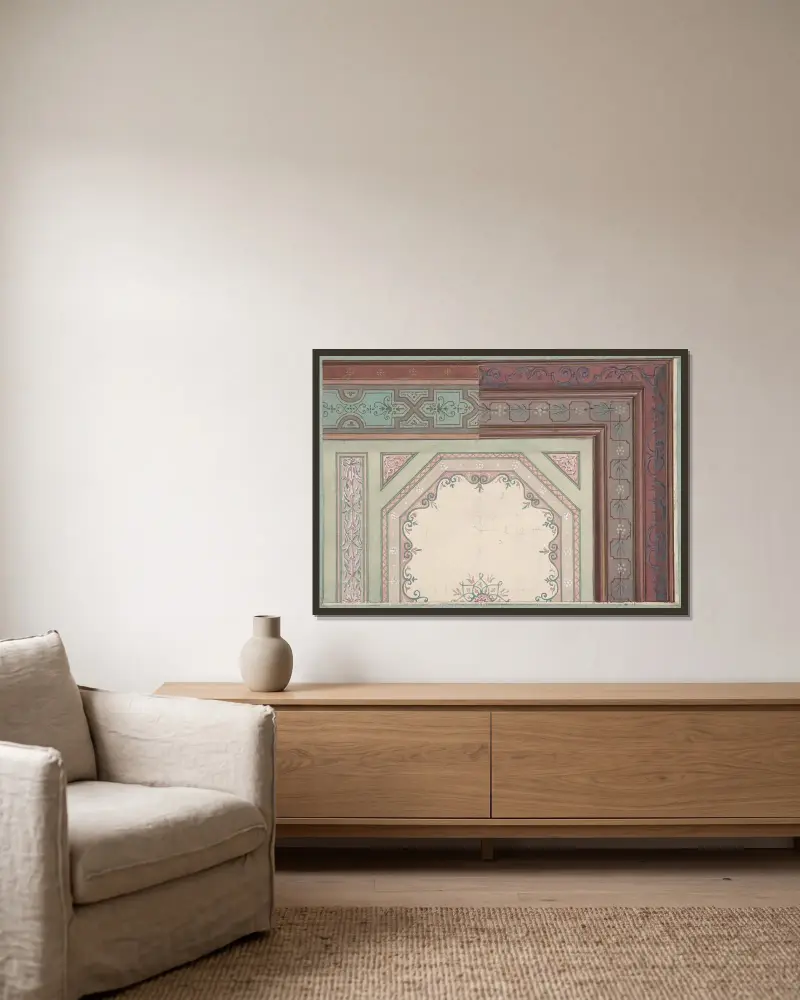 Takdesign, Castle Blayney av Jules-Edmond-Charles Lachaise inramad på en vägg