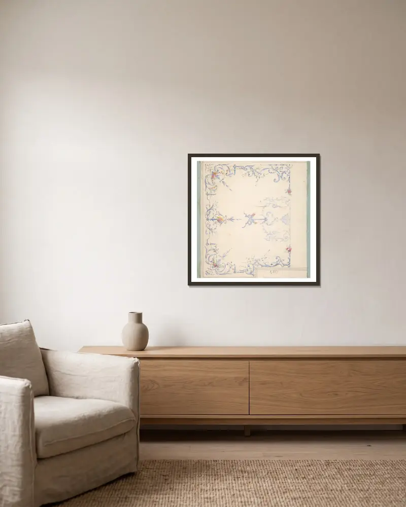 Entwurf für eine Decke – Nr. 3 von Jules-Edmond-Charles Lachaise gerahmt an einer Wand