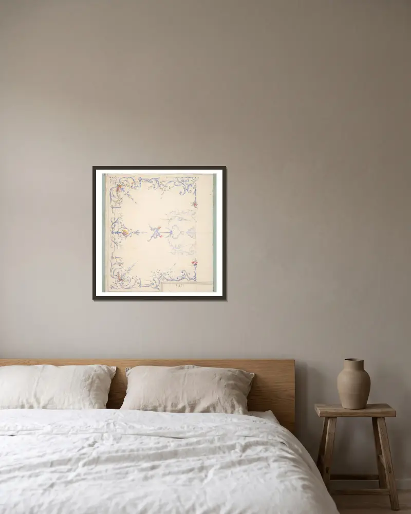 Entwurf für eine Decke – Nr. 3 von Jules-Edmond-Charles Lachaise gerahmt an einer Wand