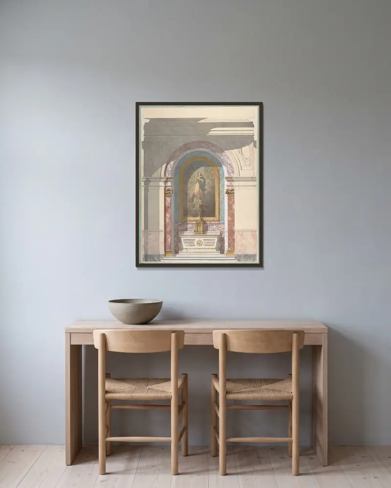 Förslag till altare (1800-talet) av Jules-Edmond-Charles Lachaise inramad på en vägg