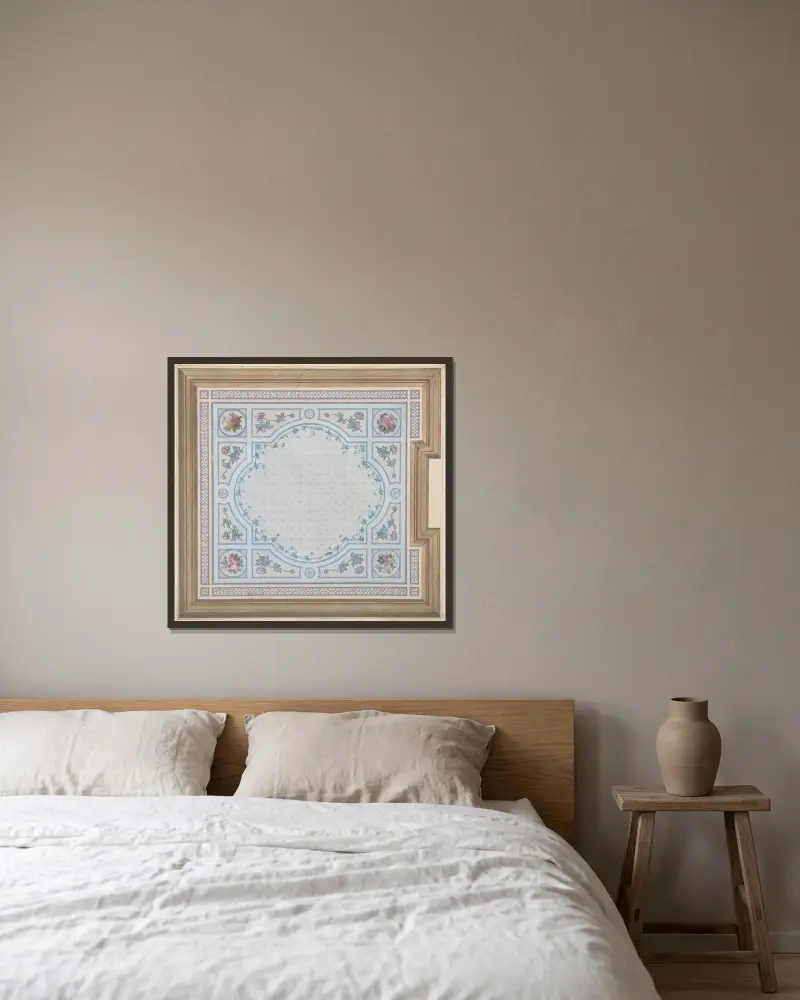 Design för badrumstak, Hôtel Cahen d’Anvers av Jules-Edmond-Charles Lachaise inramad på en vägg