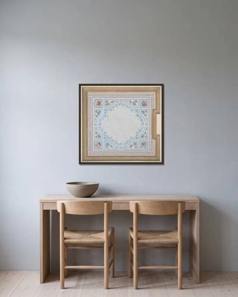 Design för badrumstak, Hôtel Cahen d’Anvers av Jules-Edmond-Charles Lachaise inramad på en vägg