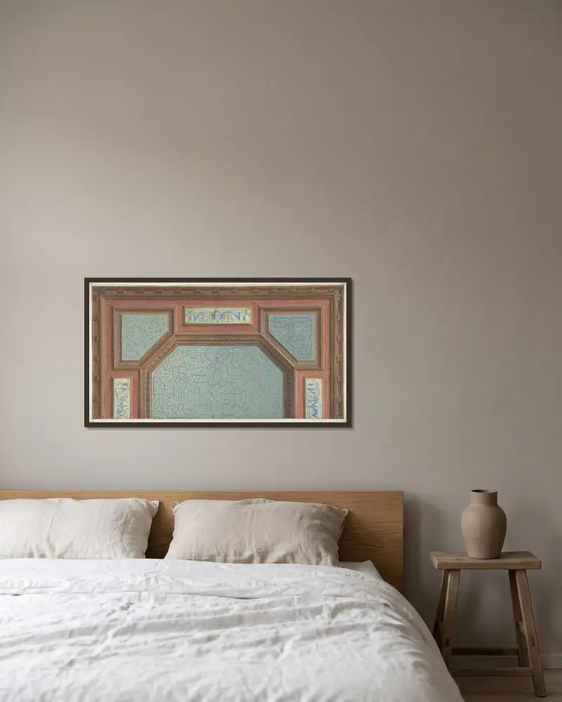Design for Ceiling, Hôtel Hope av Jules-Edmond-Charles Lachaise inramad på en vägg