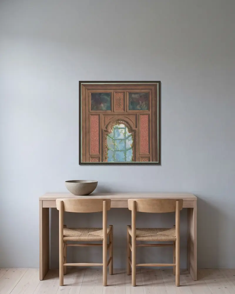 Design för kassettak (1800-talet) av Jules-Edmond-Charles Lachaise inramad på en vägg